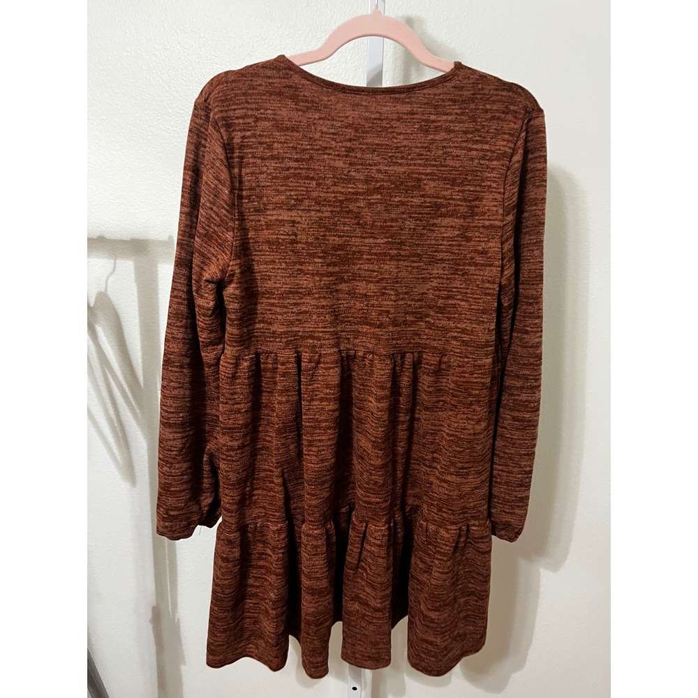 NWT Cupshe Tiered Scoop Neck Sweater Mini Dress Brown Medium Boho - Picture 9 of 9